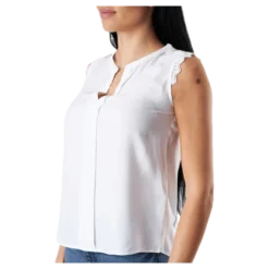 Kimmi S/L Top Wvn White