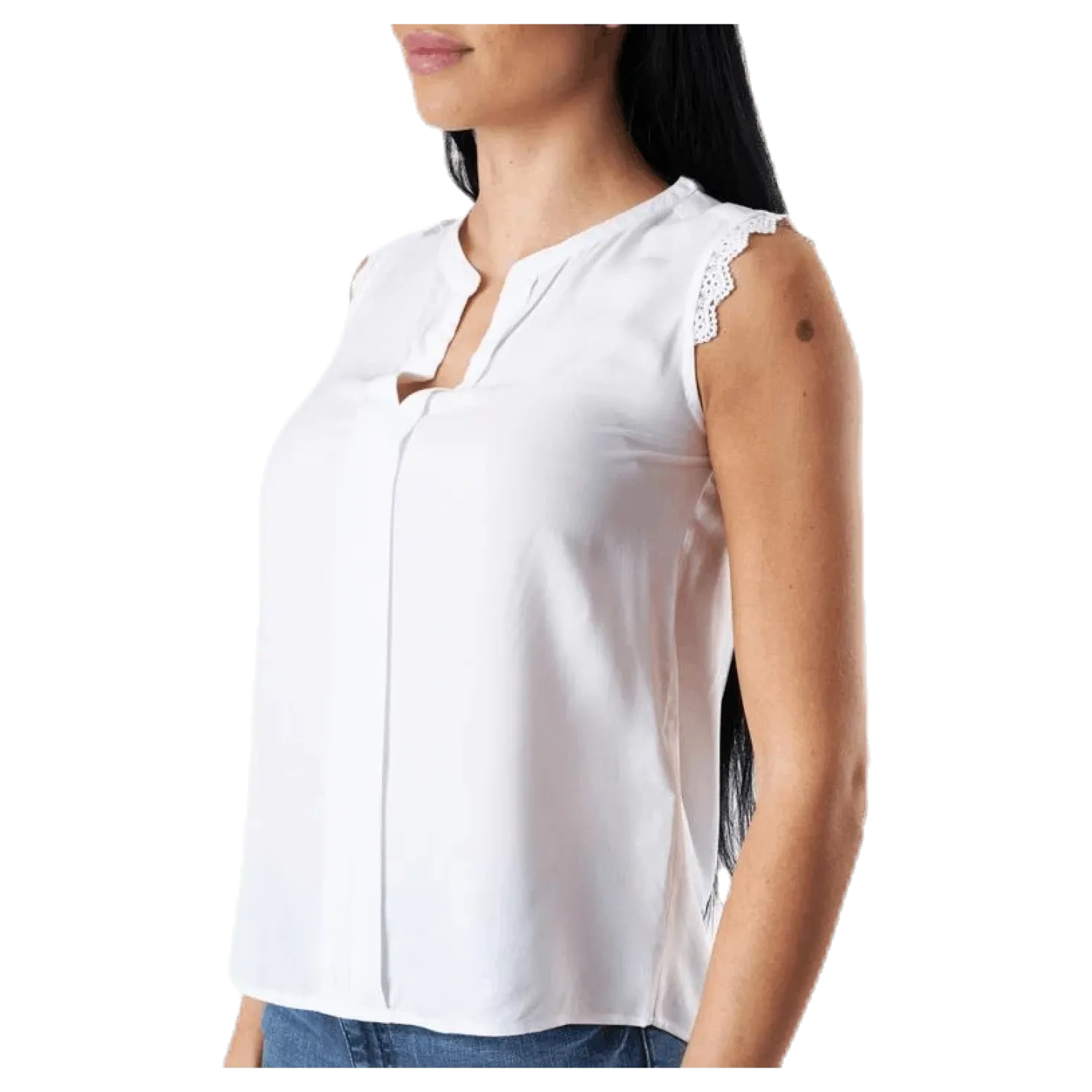 Kimmi S/L Top Wvn White