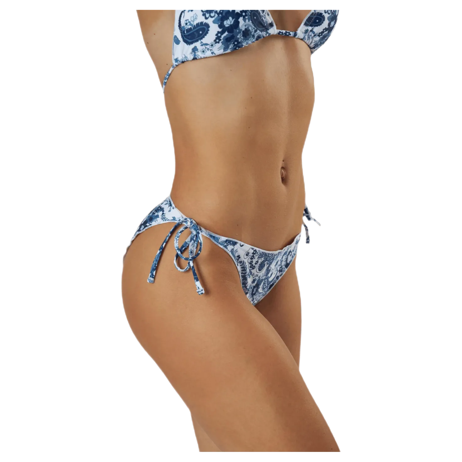 Kimo Ruffle Tie Tanga Blue/White