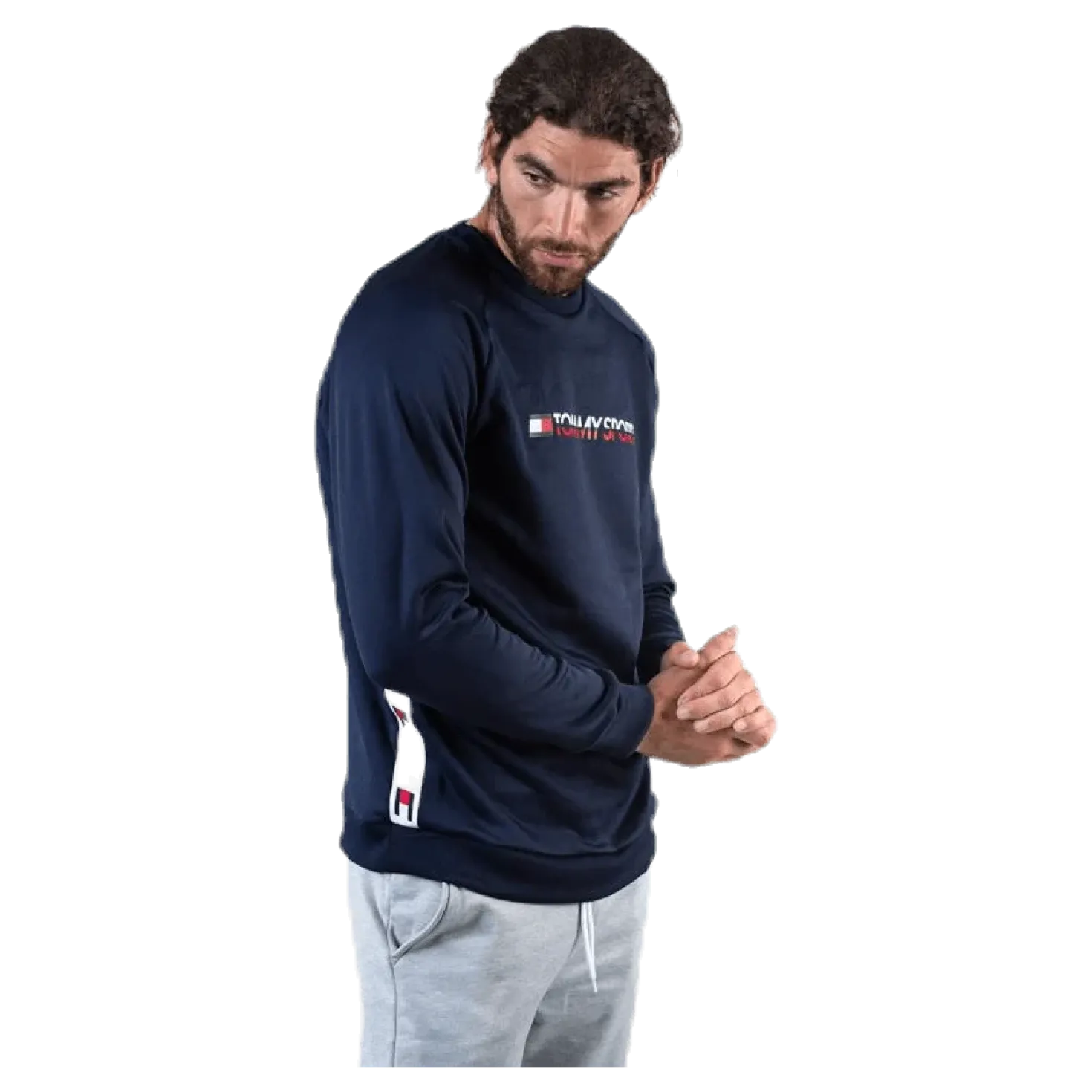 Knit Crew Sweat Logo Tape Blue