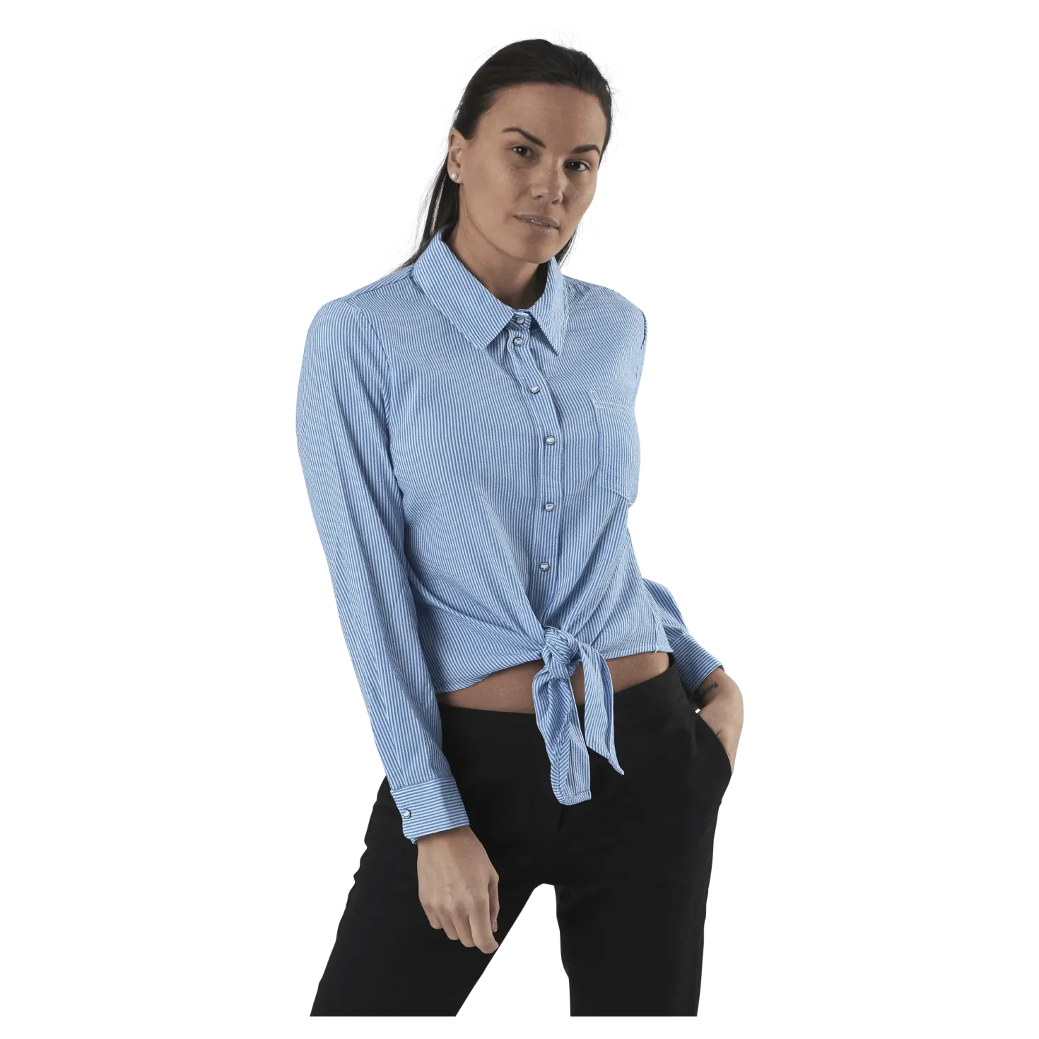Lecey Ls Stripe Knot Dnm Shirt White