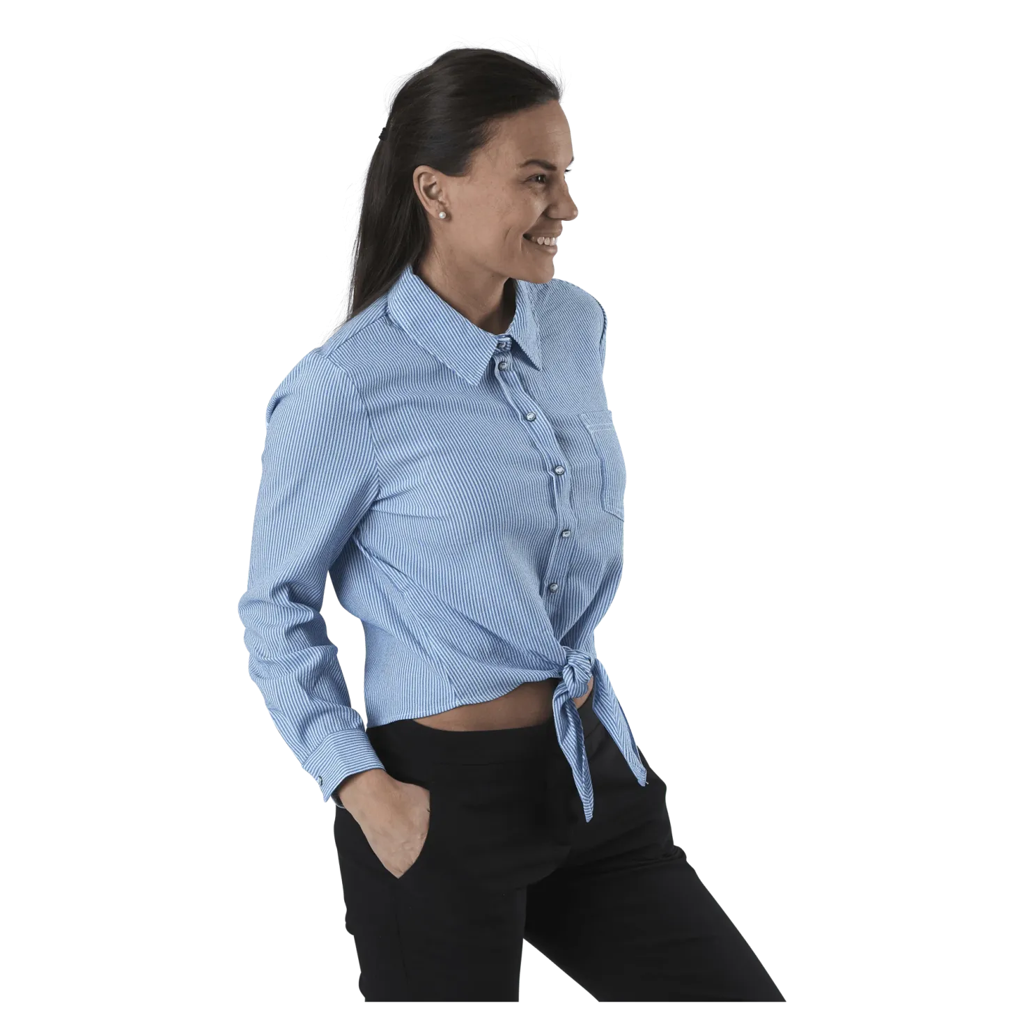 Lecey Ls Stripe Knot Dnm Shirt White