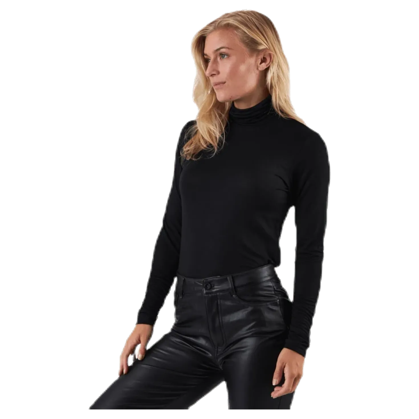 Lela Life L/S Rollneck Top Jrs Black