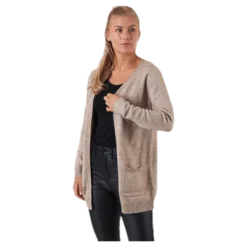 Lesly L/S Open Cardigan Knt Beige