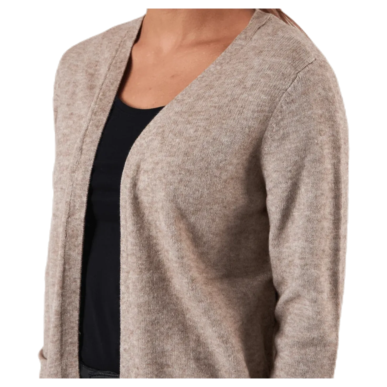 Lesly L/S Open Cardigan Knt Beige