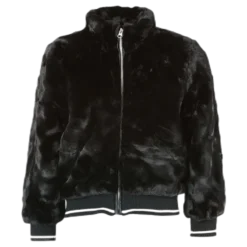 Manette Faux Fur Bomber Jacket Black