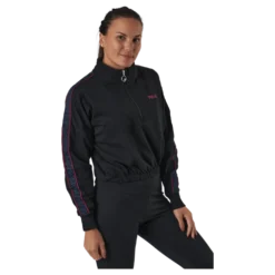 Maribel Cropped Half Zip Shirt Black