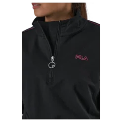 Maribel Cropped Half Zip Shirt Black