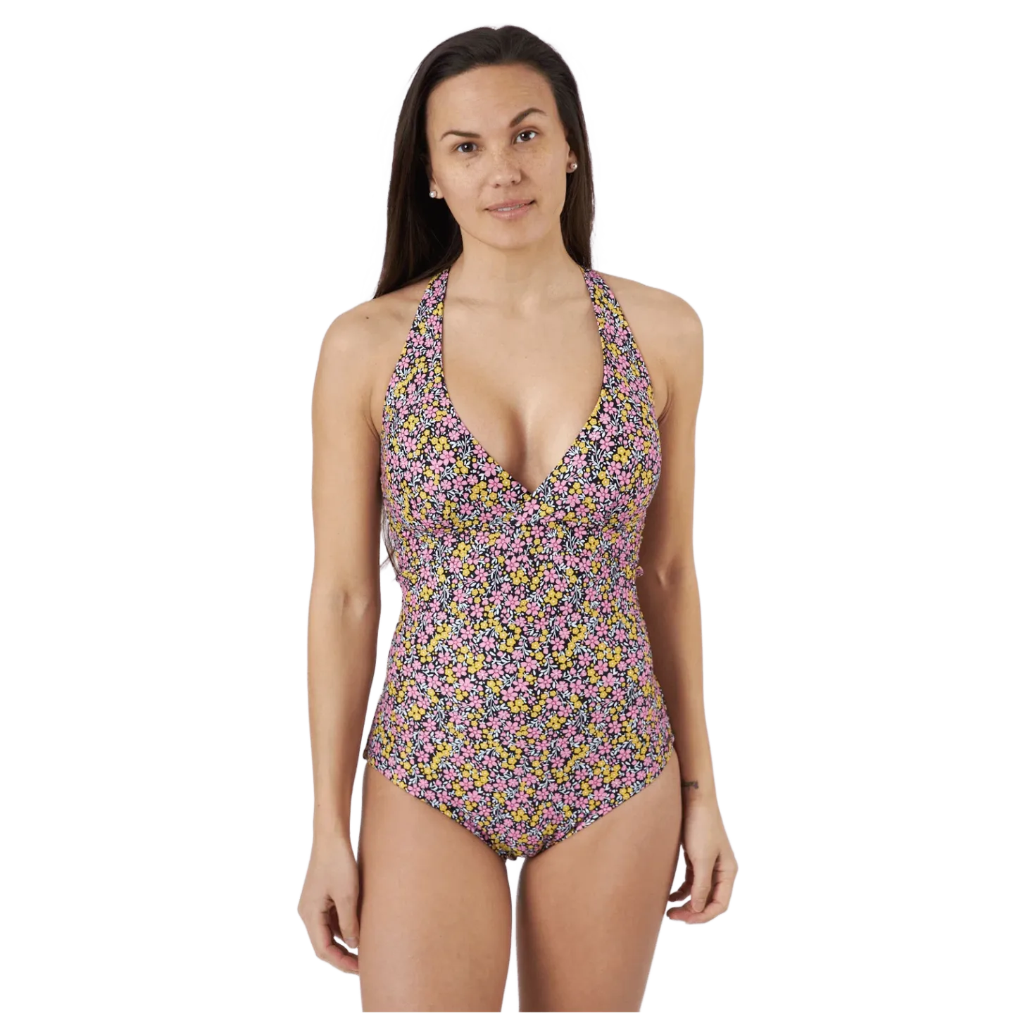 Maui Tied Back Swimsuit Black Black Printed