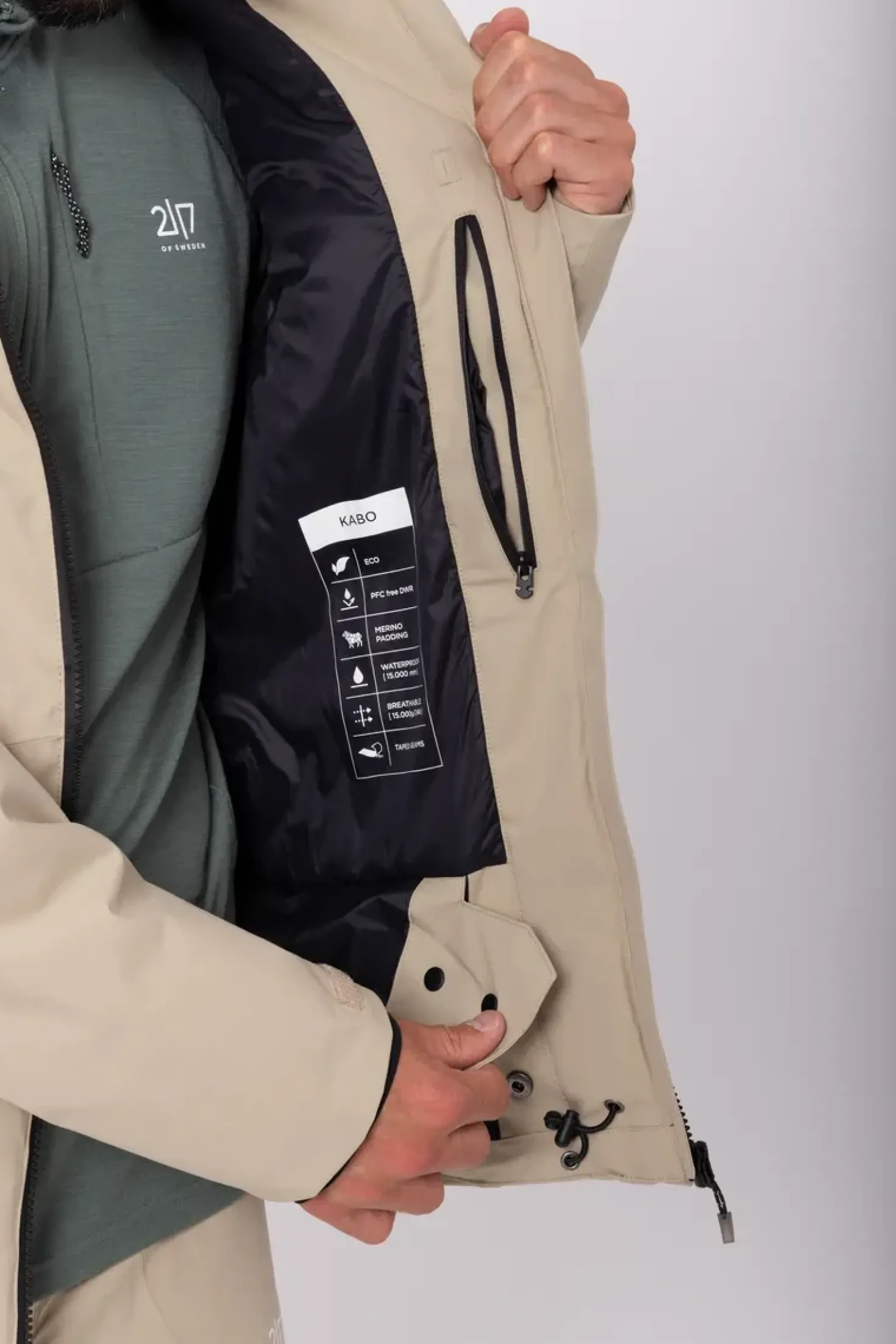 Men’S Light Padded Ski Jacket Kabo Sand