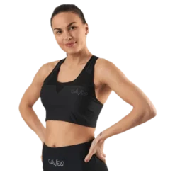 Mesh Black Swirl Sports Bra Black