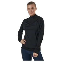 Mesh 1/4 Zip Black