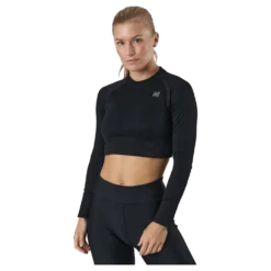 Molly Seamless Ls Crop Top Black
