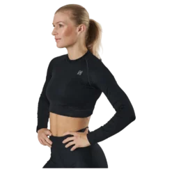 Molly Seamless Ls Crop Top Black