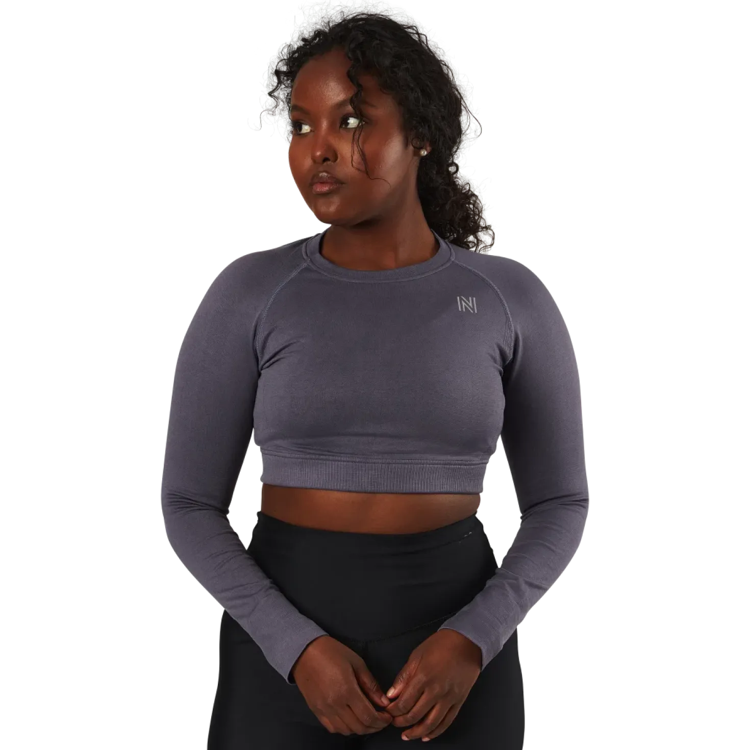 Molly Seamless Ls Crop Top Blue