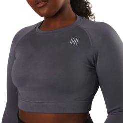 Molly Seamless Ls Crop Top Blue