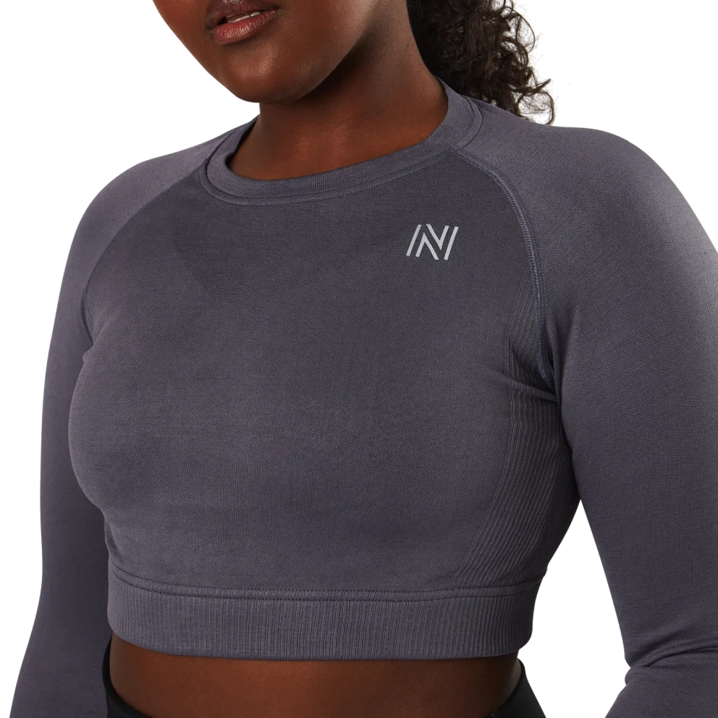 Molly Seamless Ls Crop Top Blue