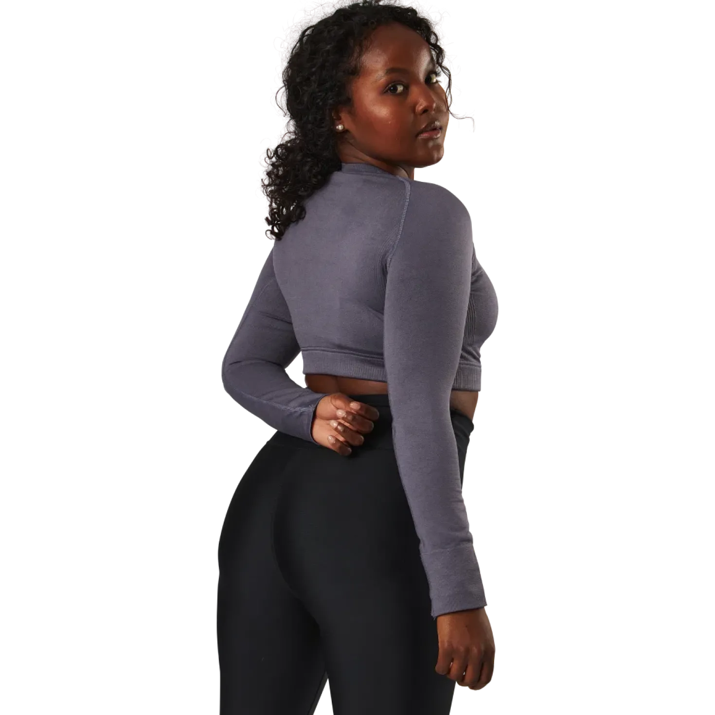 Molly Seamless Ls Crop Top Blue
