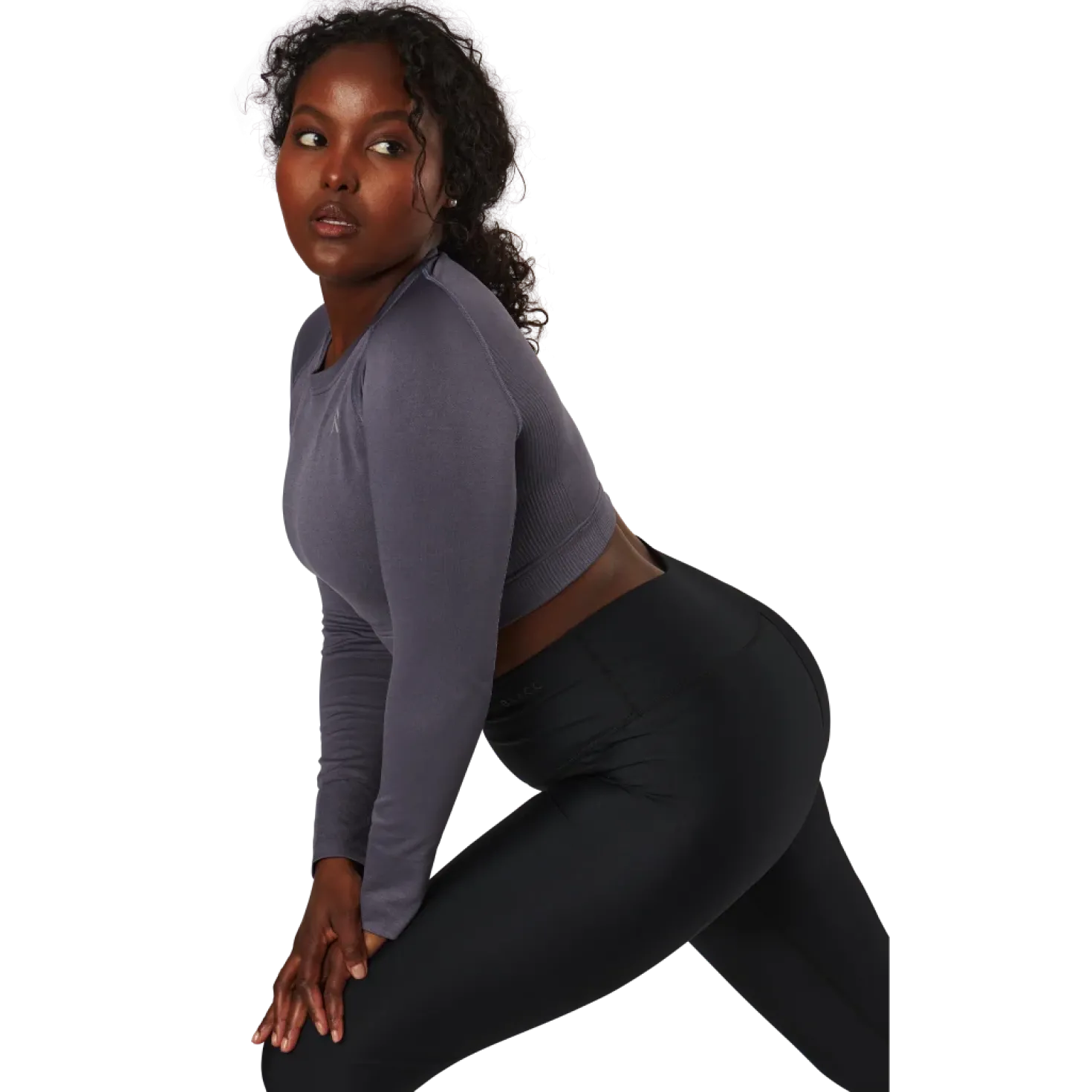 Molly Seamless Ls Crop Top Blue