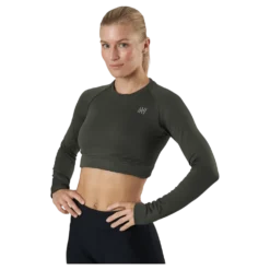 Molly Seamless Ls Crop Top Green