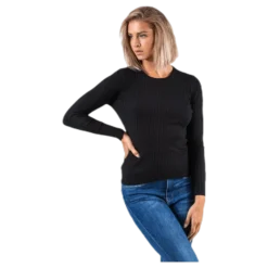 Natalia L/S Rib Pullover Knt Black