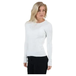 Natalia L/S Rib Pullover Knt White