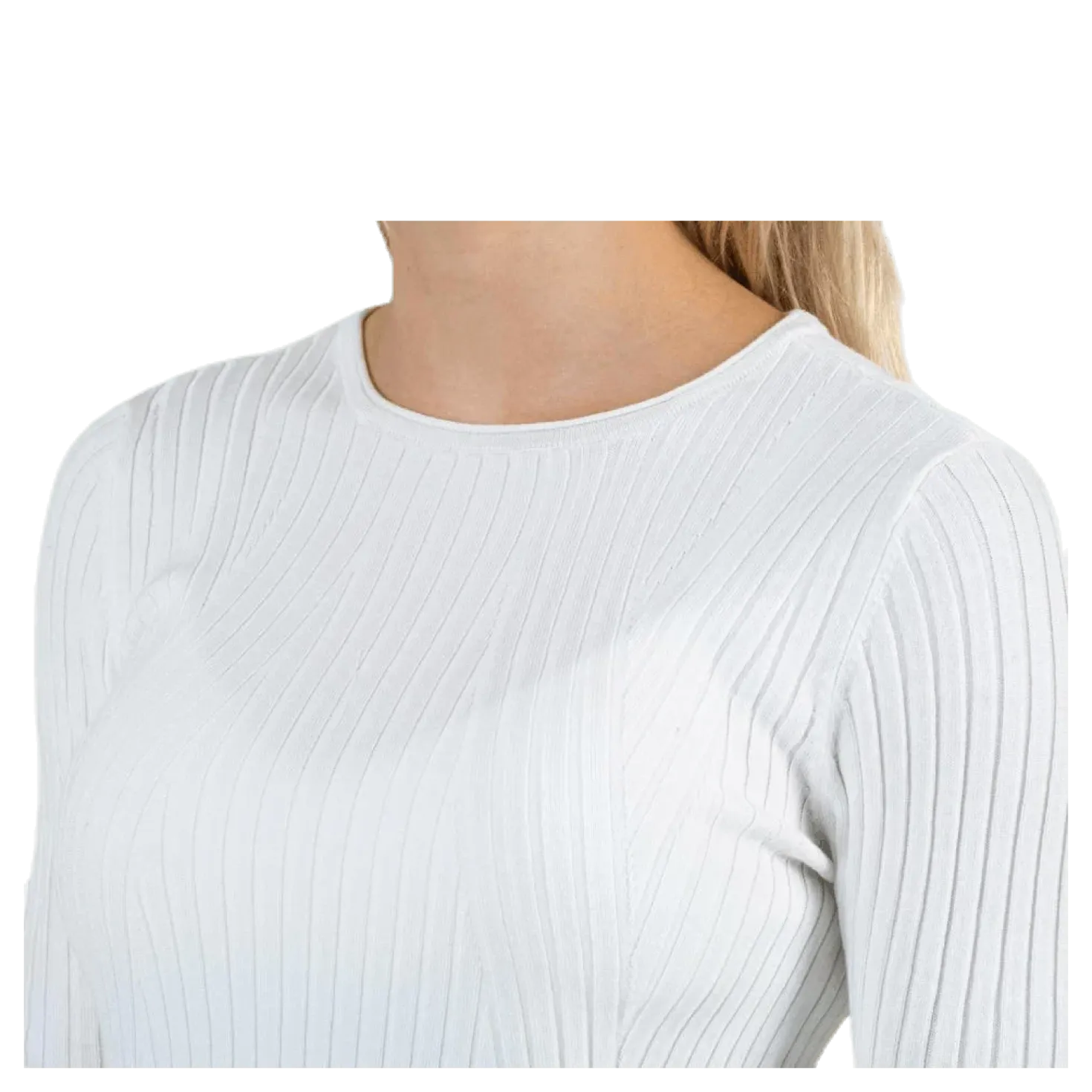 Natalia L/S Rib Pullover Knt White