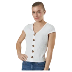 Nella S/S Button Top Jrs White