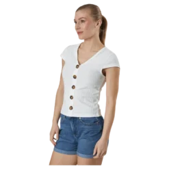 Nella S/S Button Top Jrs White