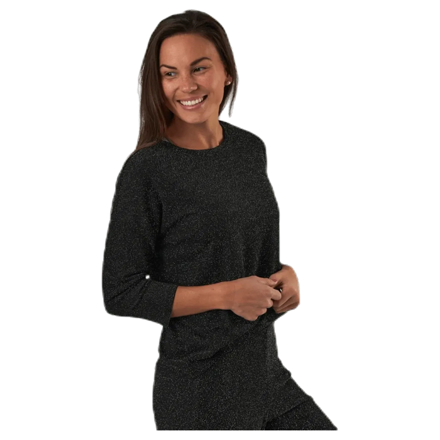 New Queen 3/4 Glitter Top Jrs Black