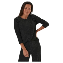 New Queen 3/4 Glitter Top Jrs Black