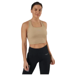 Night Rib Crop Tank Beige