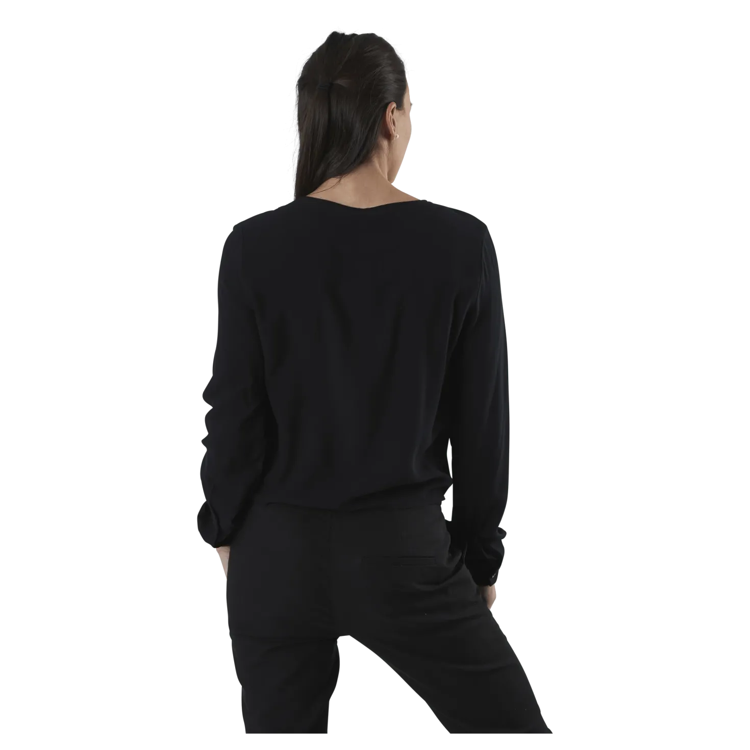 Nina Life L/S Tie Shirt Wvn Black