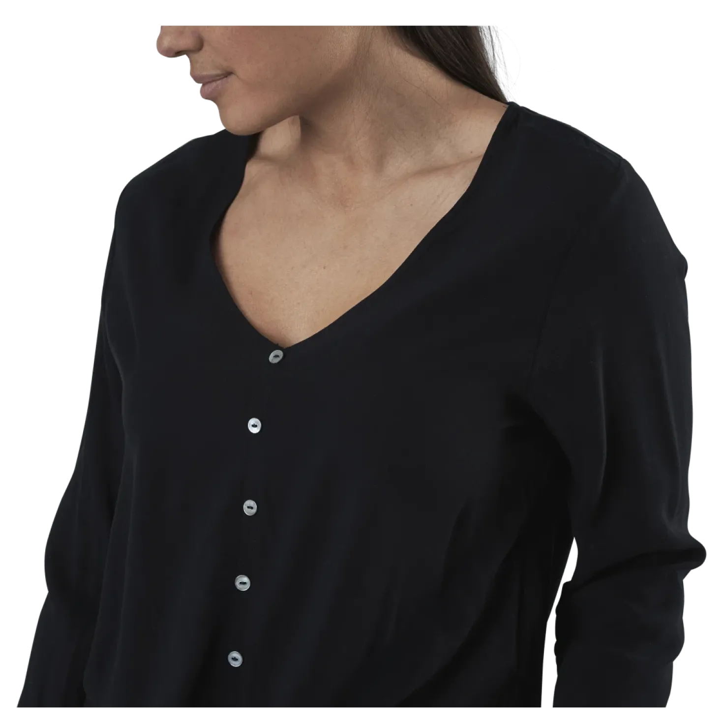 Nina Life L/S Tie Shirt Wvn Black
