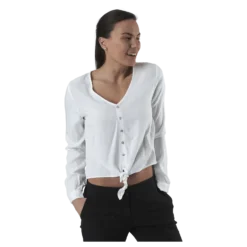 Nina Life L/S Tie Shirt Wvn White