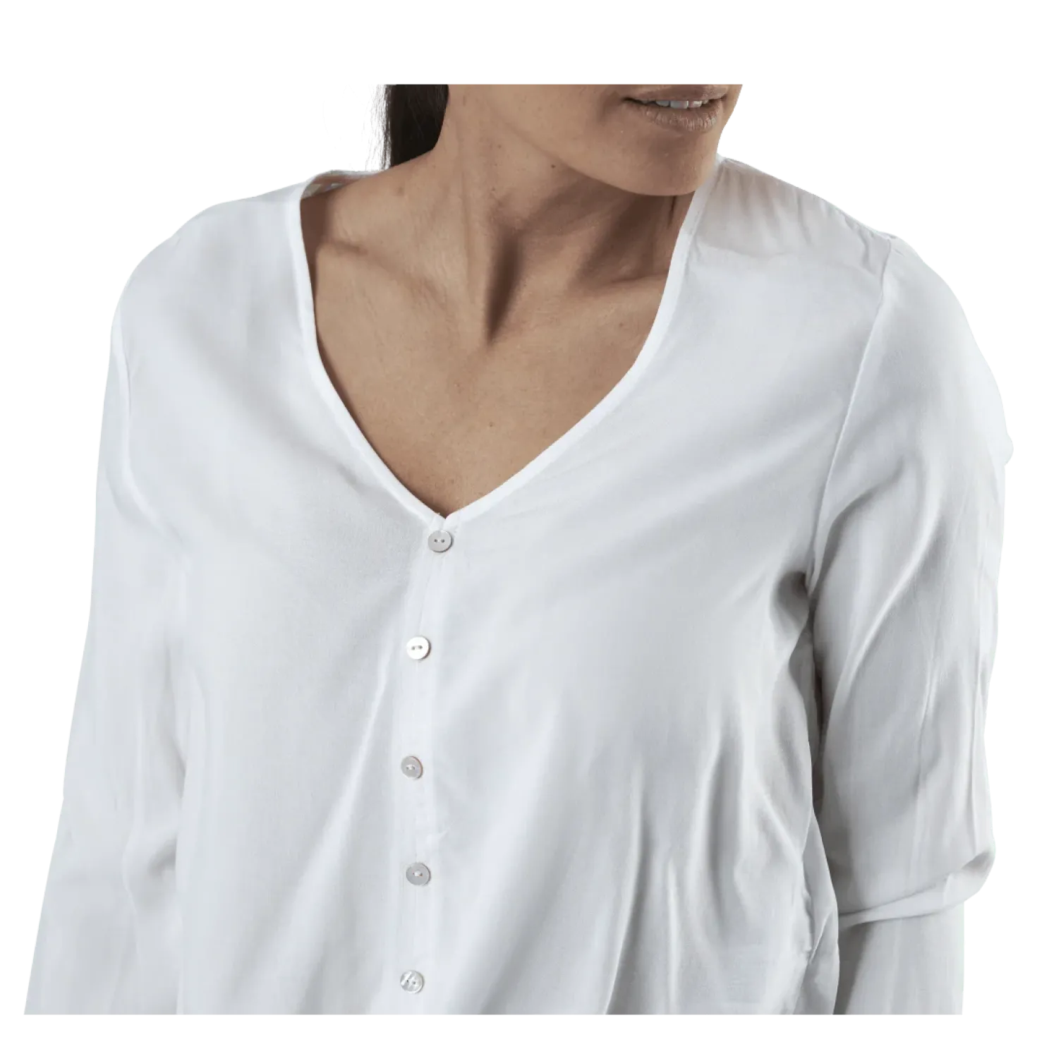 Nina Life L/S Tie Shirt Wvn White