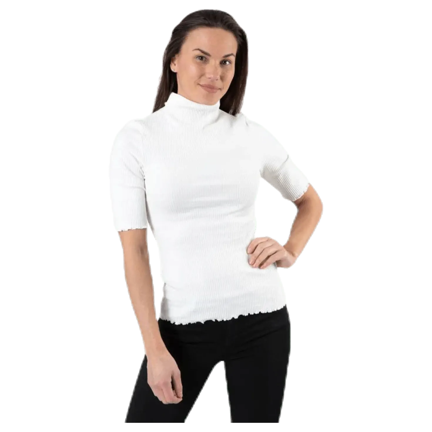 Nukisa 2/4 Mock Neck Top Bc White