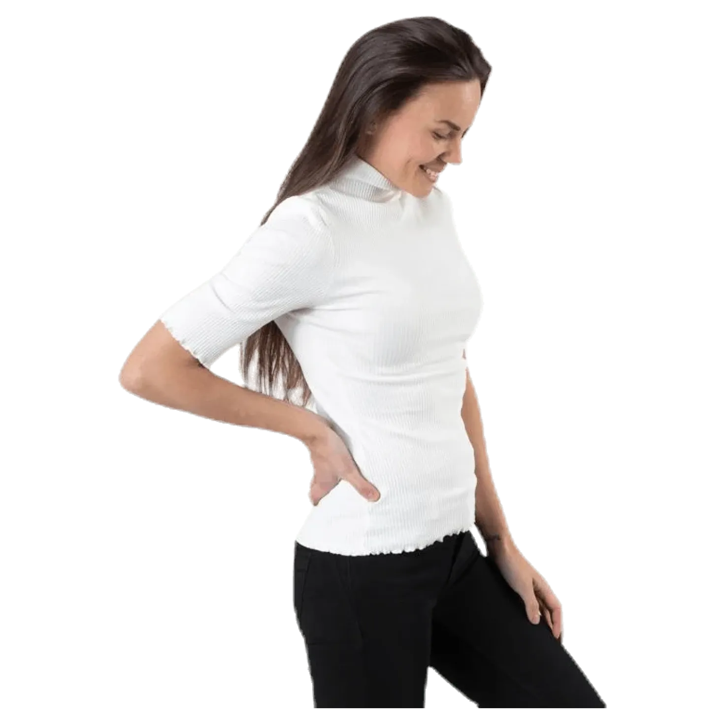 Nukisa 2/4 Mock Neck Top Bc White