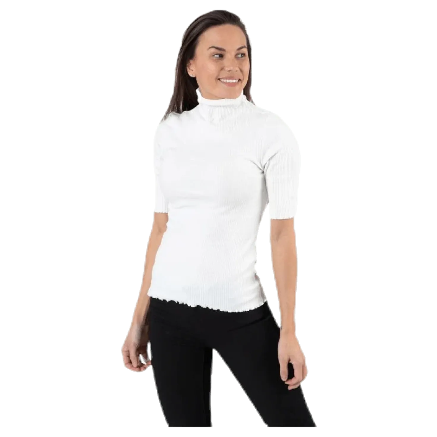 Nukisa 2/4 Mock Neck Top Bc White
