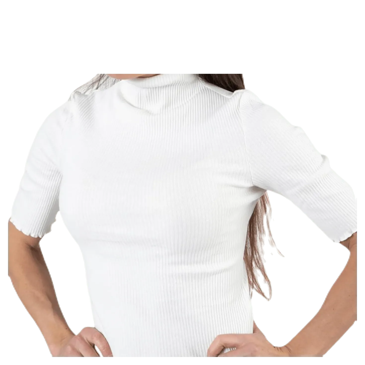Nukisa 2/4 Mock Neck Top Bc White
