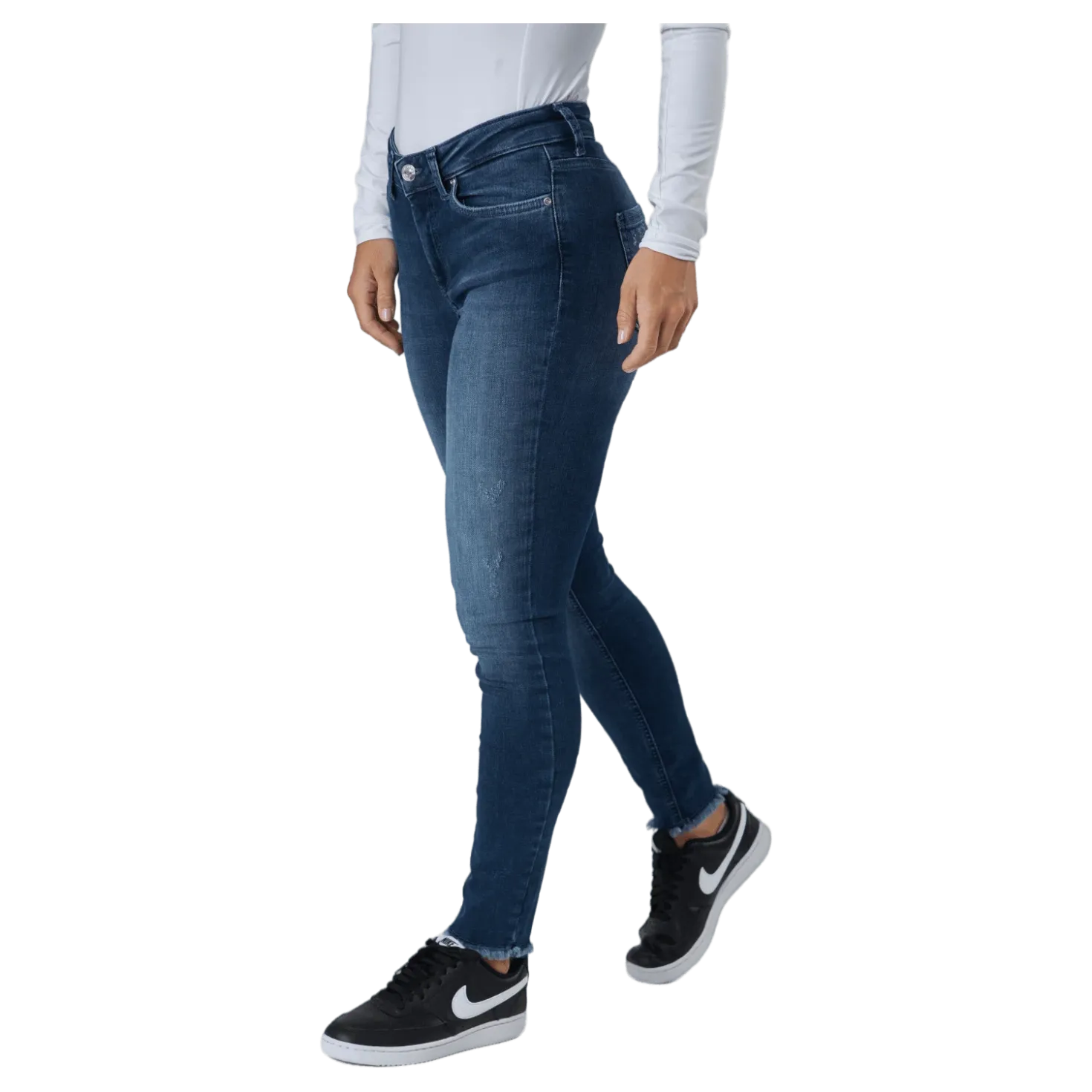 Onlblush Life Mid Sk Ank Raw R Dark Blue Denim