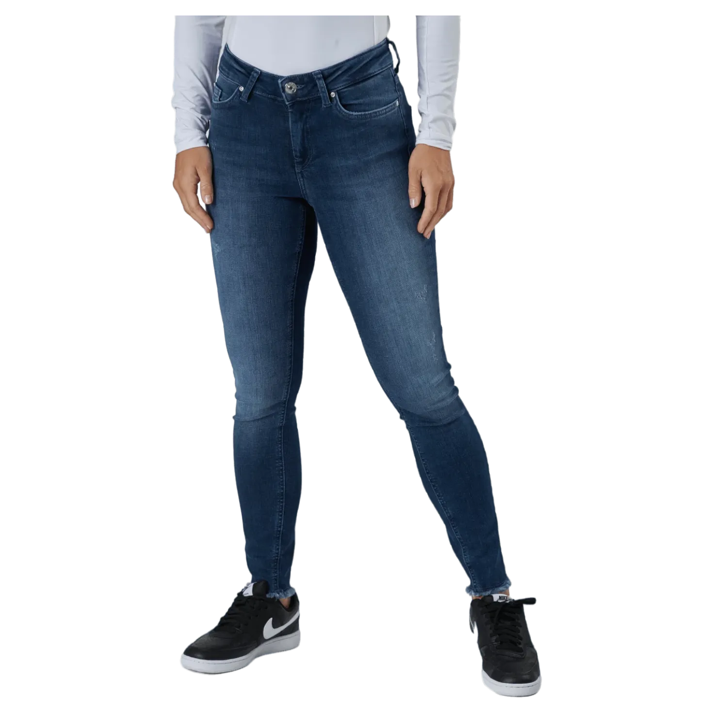 Onlblush Life Mid Sk Ank Raw R Dark Blue Denim