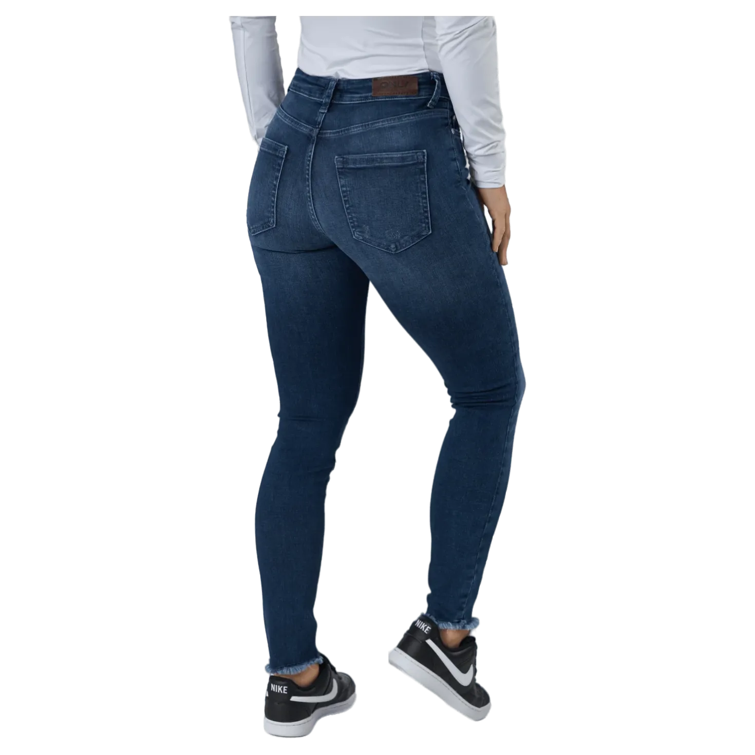 Onlblush Life Mid Sk Ank Raw R Dark Blue Denim