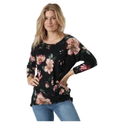 Onlelcos 4/5 Aop Top Jrs Noos Black W/jasmin Flower 15