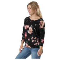 Onlelcos 4/5 Aop Top Jrs Noos Black W/jasmin Flower 15
