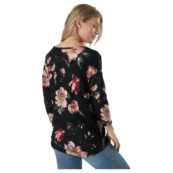 Onlelcos 4/5 Aop Top Jrs Noos Black W/jasmin Flower 15