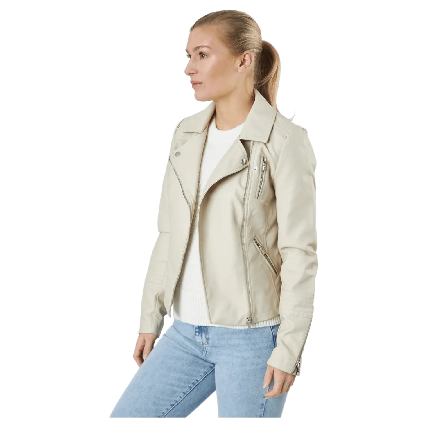 Onlgemma Faux Leather Biker Ot Silver Lining
