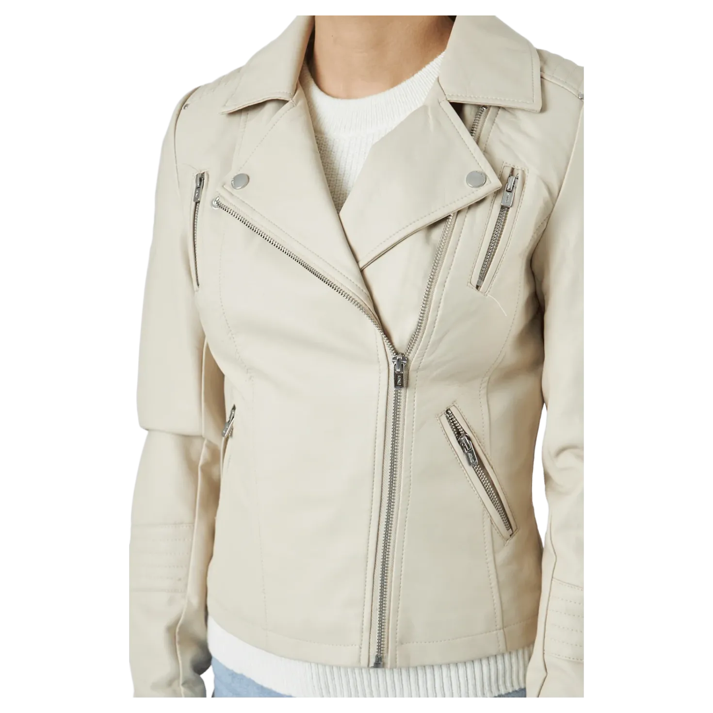 Onlgemma Faux Leather Biker Ot Silver Lining