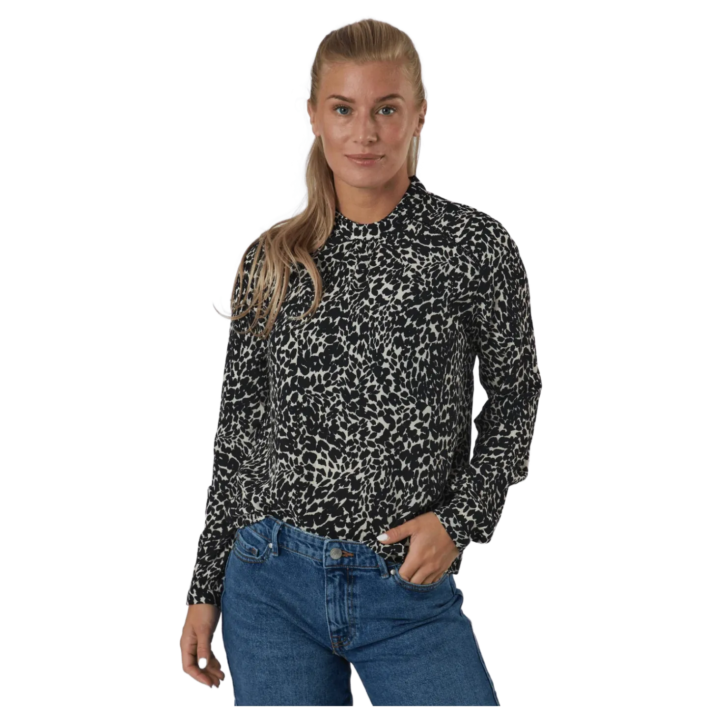 Onlnew Mallory L/s Blouse Aop Whitecap Gray