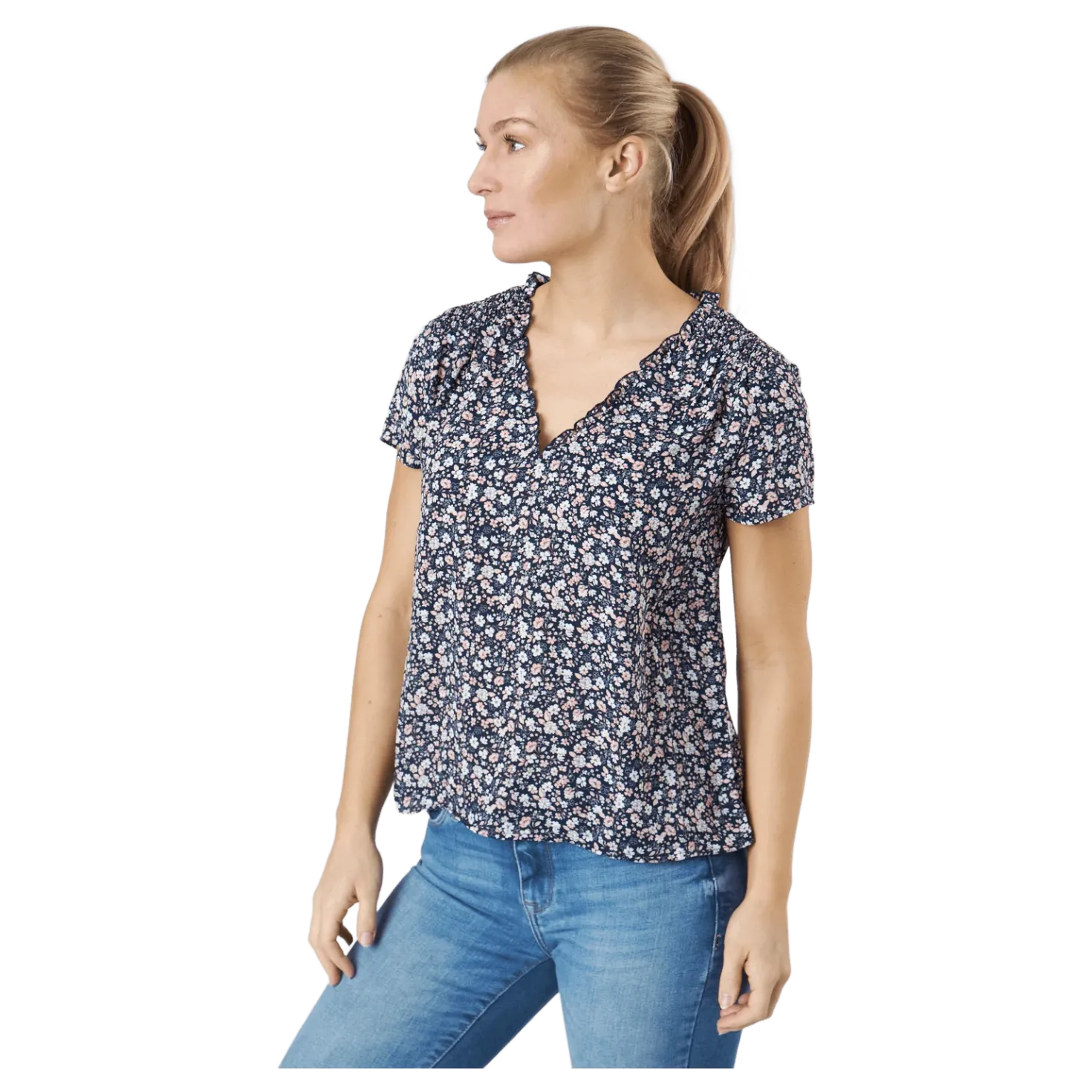 Onlsonja Life S/s V-neck Top N Night Sky